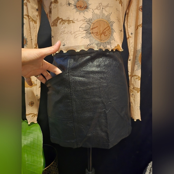 Sheer nudes color, crew neck crop top with ruffled edges on sleeves and torso. - Picture 5 of 7